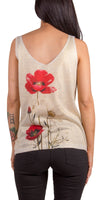 Papavero Knit Tank - Gigi Moda - Made in Italy # flower print, Gigi Moda, italian tank top, Knit, lurex, made in italy, poppy, shop gigi moda, Sleeveless, tank, V Neck, womans clothing