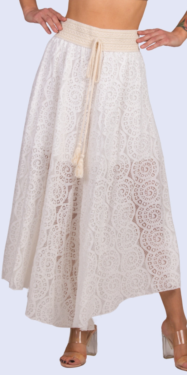 Bohemian Lace Pant - Gigi Moda - Made in Italy # bohemian, Crochet, elastic waist, elastic waistband, Gigi Moda, lace, lace pants, Made in Italy, one size, Pants, WIDE LEG