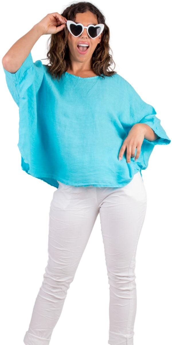 Lucy Blouse - Gigi Moda - Made in Italy # 100% Linen, Blouse, casual, free shipping, Gigi Moda, Kaftan, Linen, Made in Italy, OS, resort wear, spring, summer