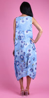 Luna Magnolia Print Dress - Gigi Moda - Made in Italy # 100% Linen, Dress, floral design, floral dress, Floral Print, Gigi Moda, Linen, Made in Italy, magnolia, OS, Pockets, Sleeveless
