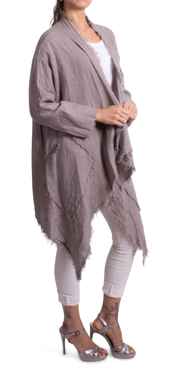 Aisha Linen Cardigan - Gigi Moda - Made in Italy # 100% Linen, Cardigan, Gigi Moda, hand wash, Linen, Made in Italy, one size, OS, washable