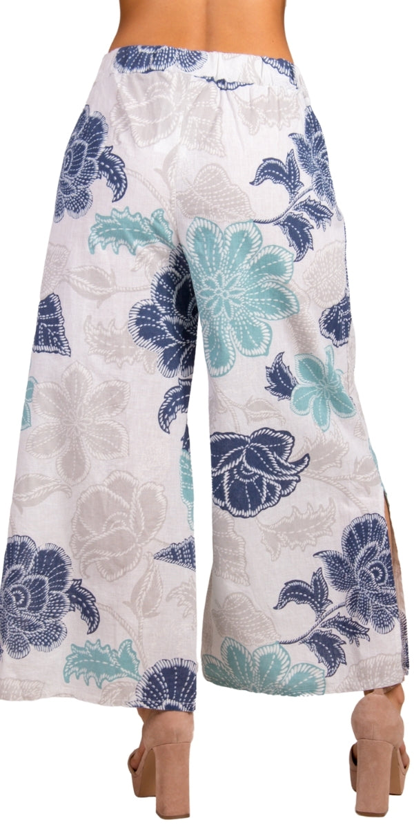 Giulana Batik Capri Pants - Gigi Moda - Made in Italy # batik, Capri, floral, floral design, Floral Print, free shipping, Gigi Moda, linen pants, Made in Italy, matching set, OS, Pants, resort, resort wear