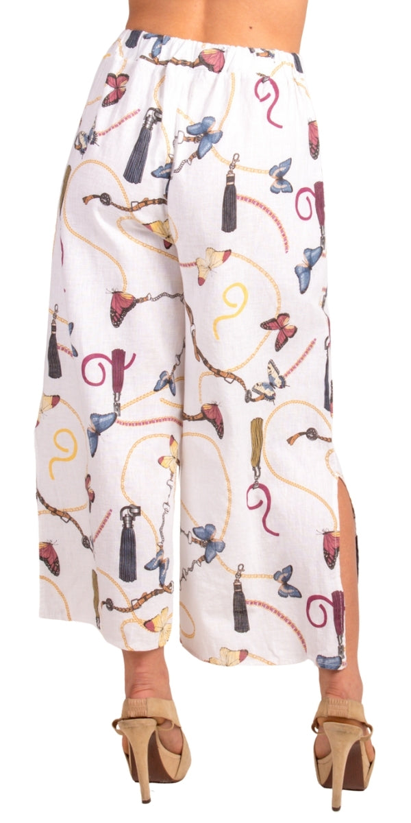 Giulana Farfalla Capri Pants - Gigi Moda - Made in Italy # Capri, drawstring waist, free shipping, Gigi Moda, linen pants, Made in Italy, matching set, OS, Pants, resort, stretchy waistband