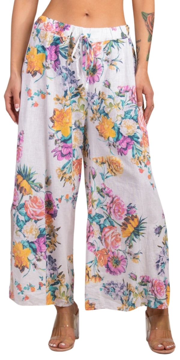 Giulana Bouquet Print Capri Pants