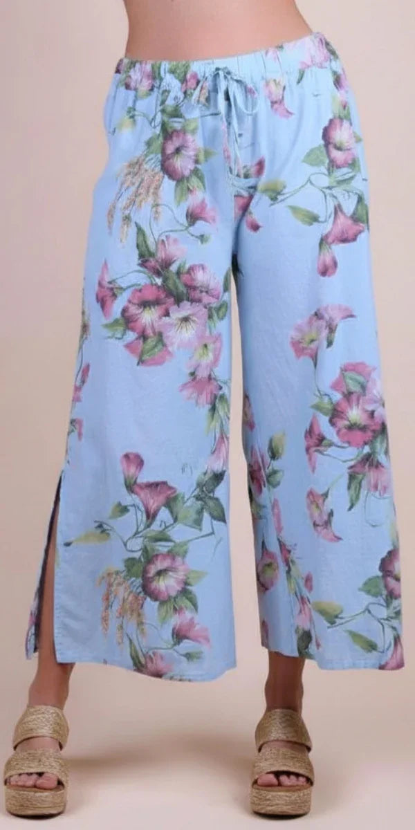 Giulana Pink Morning Glory Capri Pants