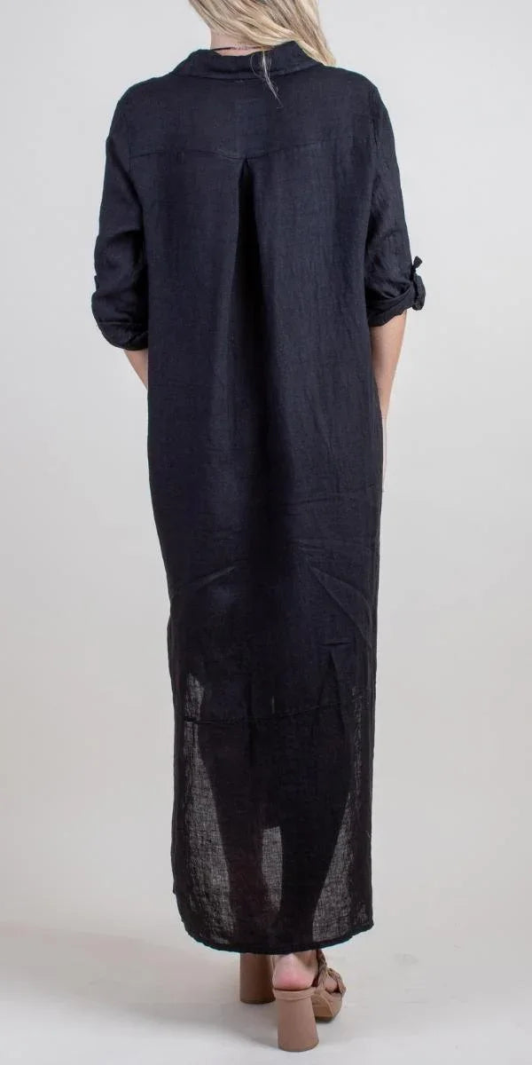 Donata Linen Dress Black