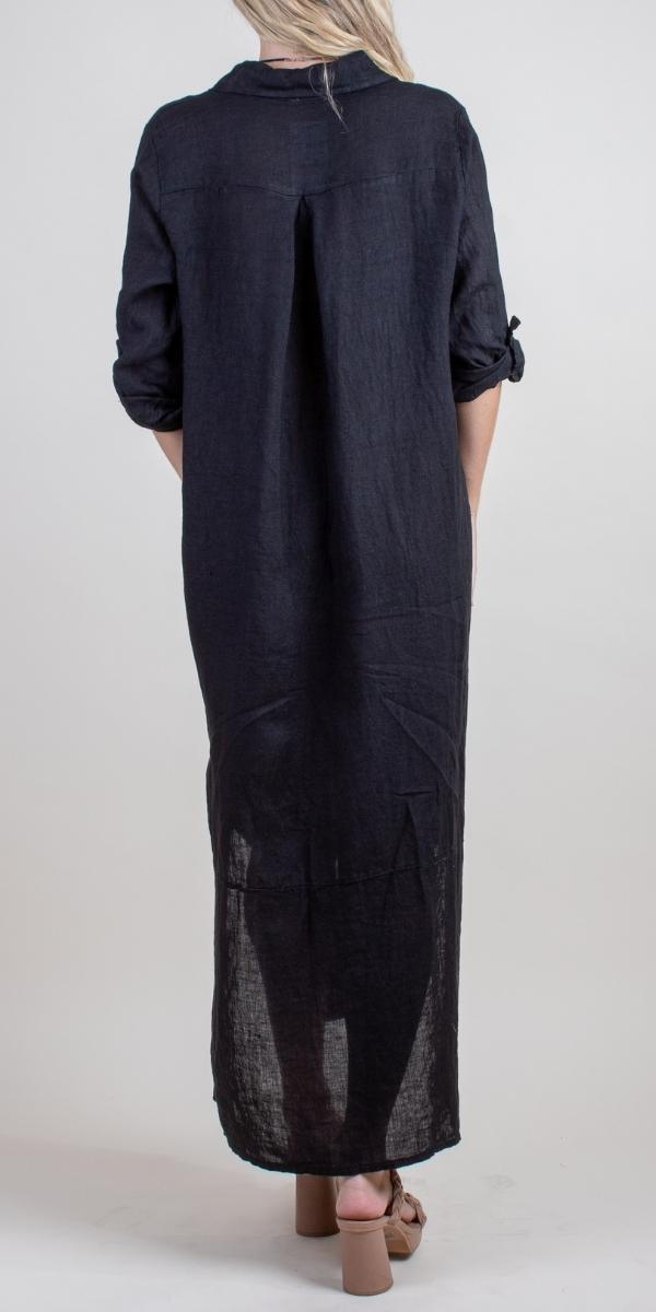 Donata Linen Dress - Gigi Moda - Made in Italy # 100% Linen, button down, Collared, Cuffed Sleeves, Dress, Gigi Moda, italian top, Jacket, Linen, Made in Italy, one size, OS, resort, resort wear, Top