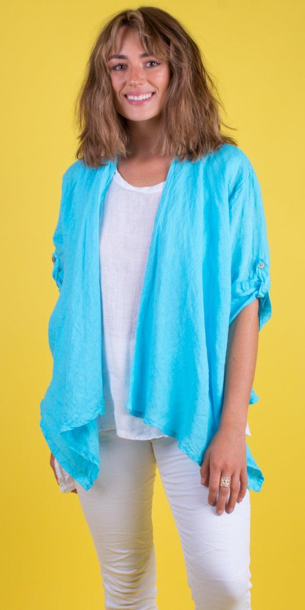 Leggera Jacket - Gigi Moda - Made in Italy # 100% Linen, adjustable, buckles, clothing for women, cuffed-sleeves, Gigi Moda, italian brand, italian clothes, Italian Fashion, Jacket, open jacket