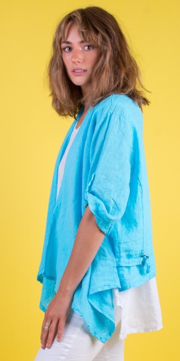 Leggera Jacket - Gigi Moda - Made in Italy # 100% Linen, adjustable, buckles, clothing for women, cuffed-sleeves, Gigi Moda, italian brand, italian clothes, Italian Fashion, Jacket, open jacket