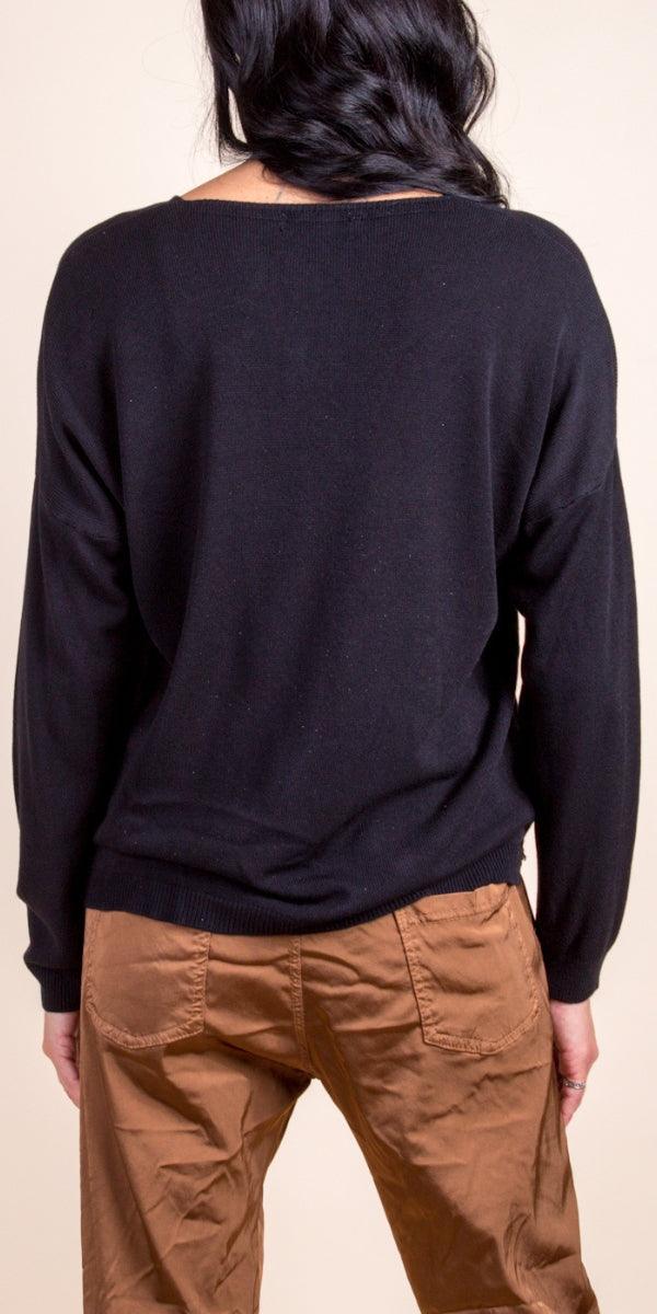 Idalia Sweater - Gigi Moda - Made in Italy # animal print, casual sweater, comforatable fit, Gigi Moda, golden flecks, heart, Italian Sweater, made in italy, shop gigi moda, Sweater, V Neck, womans clothing