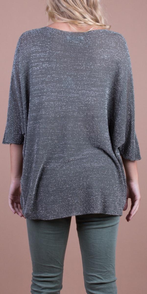 Lexi Shimmer Top - Gigi Moda - Made in Italy # Dolman sleeve, dolman sleeves, Gigi Moda, jersey, Made in Italy, one size, OS, shimmery, Top, V-Neck