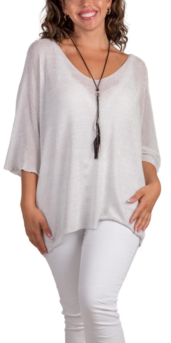 Lexi Shimmer Top - Gigi Moda - Made in Italy # Dolman sleeve, dolman sleeves, Gigi Moda, jersey, Made in Italy, one size, OS, shimmery, Top, V-Neck
