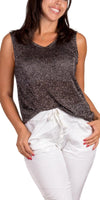 Monroe Shimmer Top - Gigi Moda - Made in Italy # double v neck, Gigi Moda, jersey, Made in Italy, one size, OS, shimmery, Sleeveless, spring, summer, Tank Top, Top, V-Neck
