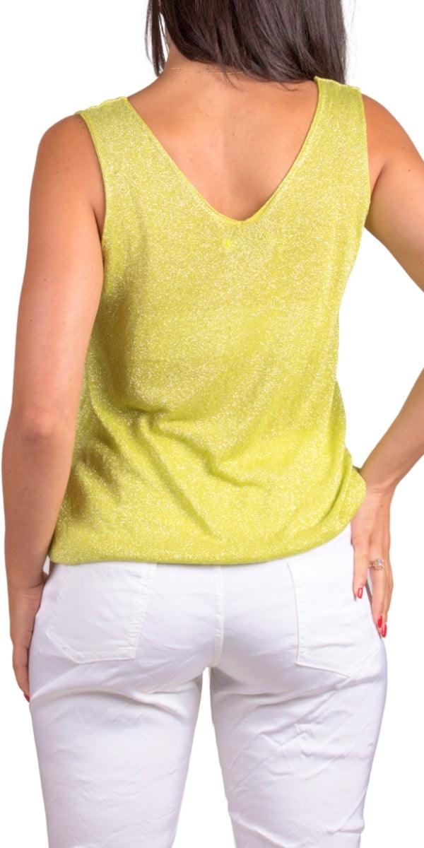 Monroe Shimmer Top - Gigi Moda - Made in Italy # double v neck, Gigi Moda, jersey, Made in Italy, one size, OS, shimmery, Sleeveless, spring, summer, Tank Top, Top, V-Neck