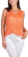 Monroe Shimmer Top - Gigi Moda - Made in Italy # double v neck, Gigi Moda, jersey, Made in Italy, one size, OS, shimmery, Sleeveless, spring, summer, Tank Top, Top, V-Neck