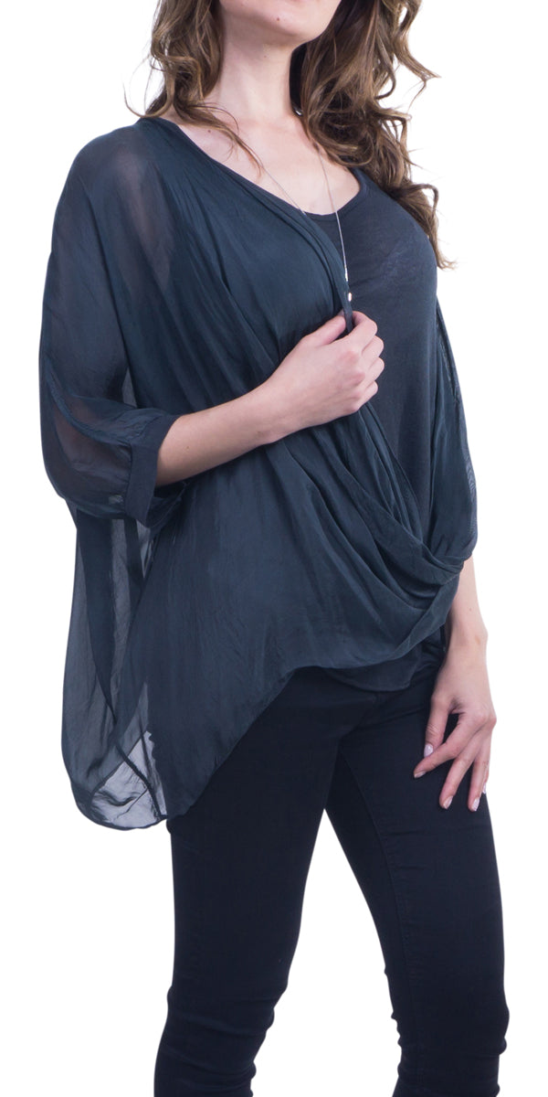 Atila Blouse - Gigi Moda - Made in Italy # 100% Silk, Blouse, Gigi Moda, hand wash, Made in Italy, OS, Silk, Top, washable