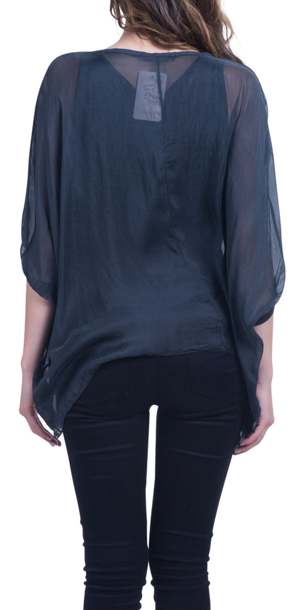 Atila Blouse - Gigi Moda - Made in Italy # 100% Silk, Blouse, Gigi Moda, hand wash, Made in Italy, OS, Silk, Top, washable