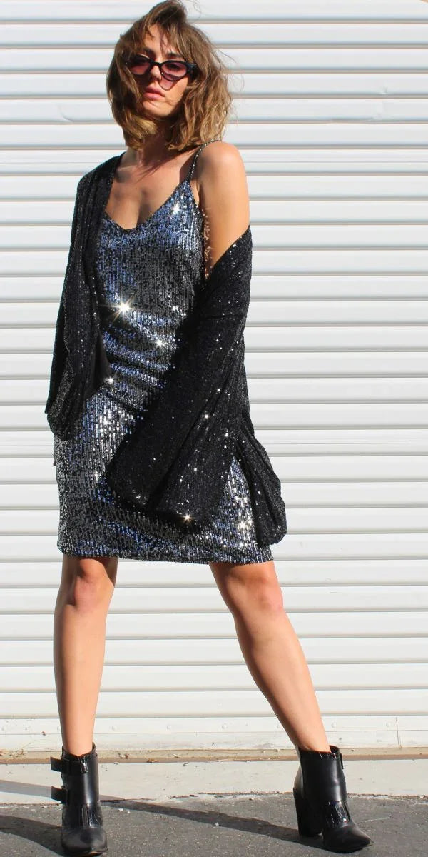sequin dress with ankle boots Elvira Sequin Dress
