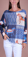 Daria Batwing Sweater with Carousel Horse Print