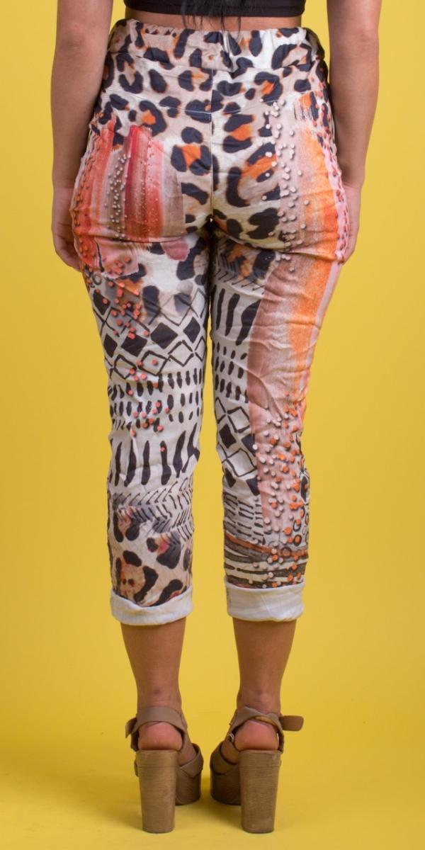Geniviv Cheetah Love Print Pant - Shop Gigi Moda - Made in Italy # animal print, cheetah print, cuffed pant, drawstring, drawstring pant, drawstring pants, Gigi Moda, Made in Italy, one size, OS, Pants