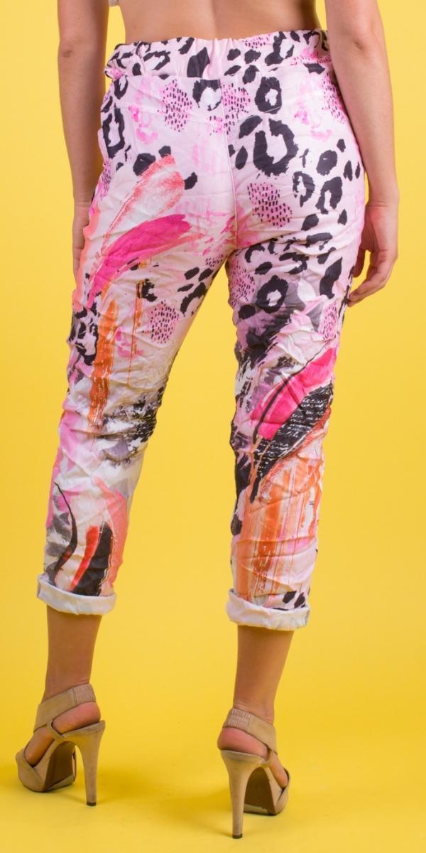 Geniviv Cheetah Star Print Pant - Shop Gigi Moda - Made in Italy # animal print, cheetah print, cuffed pant, drawstring, drawstring pant, drawstring pants, Gigi Moda, Made in Italy, one size, OS, Pants