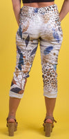 Geniviv Cheetah Leaf Print Pant - Shop Gigi Moda - Made in Italy # animal print, cheetah print, cuffed pant, drawstring, drawstring pant, drawstring pants, Gigi Moda, leaf print, Made in Italy, one size, OS, Pants