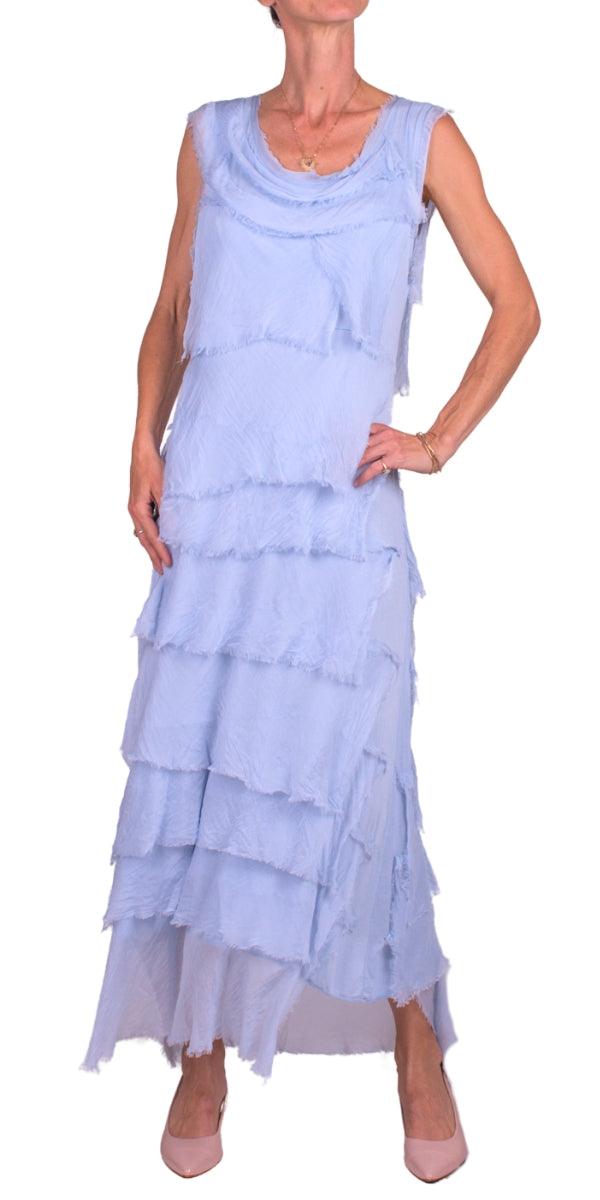 Siena Maxi Dress - Gigi Moda - Made in Italy # 100% Silk, Dress, Gigi Moda, Made in Italy, Maxi Dress, MOB DRESS, MOG DRESS, MOTHER OF GROOM DRESS, MOTHER OF THE BRIDE DRESS, one size, OS, Ruffle, ruffle dress, ruffled hem, RUFFLED DRESS, ruffles, Silk, Sleeveless, Tier Ruffle, tiered ruffle