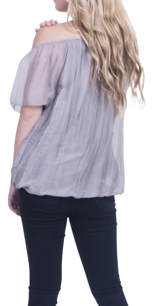 Contadina Blouse - Gigi Moda - Made in Italy # Blouse, Gigi Moda, Made in Italy, Off the Shoulder, OS, Silk