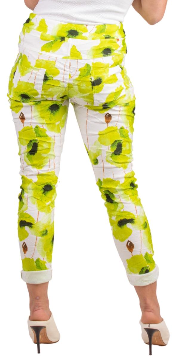 Liana Floral Pant - Gigi Moda - Made in Italy # cropped, cropped pant, Cropped pants, drawstring, drawstring pant, drawstring pants, floral, floral design, floral pattern, Floral Print, Gigi Moda, ikat print, Italian Clothing, linen, Made in Italy, Multi Floral Print, Pants, stretchy, summer, Tie waist, washable