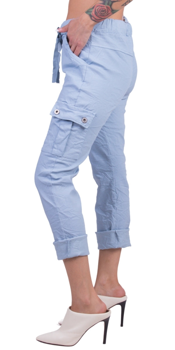 Tie-Waist Cargo Pants - Gigi Moda - Made in Italy # cargo pant, cargo pants, COMFY PANTS, drawstring pant, drawstring pants, front pockets, Gigi Moda, italian pants, Made in Italy, Pockets, shop gigi moda, Tie waist
