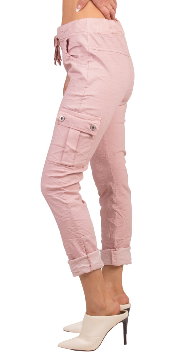 Tie-Waist Cargo Pants - Gigi Moda - Made in Italy # cargo pant, cargo pants, COMFY PANTS, drawstring pant, drawstring pants, front pockets, Gigi Moda, italian pants, Made in Italy, Pockets, shop gigi moda, Tie waist
