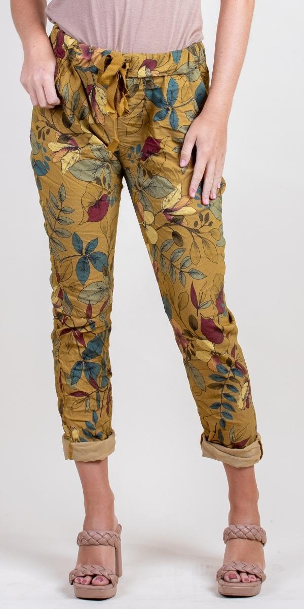 Flora Pants - Shop Gigi Moda - Made in Italy # cropped pant, Cropped pants, drawstring pant, drawstring pants, floral, floral design, Floral Print, free shipping, Gigi Moda, Made in Italy, Multi Floral Print, one size, OS, Pants, Tie waist, washable