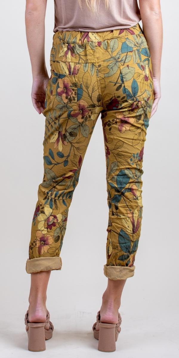 Flora Pants - Shop Gigi Moda - Made in Italy # cropped pant, Cropped pants, drawstring pant, drawstring pants, floral, floral design, Floral Print, free shipping, Gigi Moda, Made in Italy, Multi Floral Print, one size, OS, Pants, Tie waist, washable