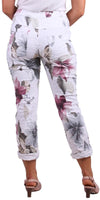 Orchidea Tie-Waist Pants - Gigi Moda - Made in Italy # COMFY PANTS, Cropped pants, floral, floral design, floral pattern, Floral Print, gigi moda, Italian pant, Made in Italy, Multi Floral Print, Pants, Pockets, Tie waist