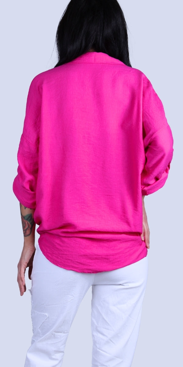 Liza Studded Shirt - Gigi Moda - Made in Italy # button down, collared, front pocket, front tie, Gigi Moda, italian apparel, italian brand, Italian Clothing, italian shirt, Made in Italy, metal studs, online shopping, OS, Rolled Sleeves, shirt, shop gigi moda, Silver Stud, studded, studded pockets, studs, Top