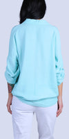 Liza Studded Shirt - Gigi Moda - Made in Italy # button down, collared, front pocket, front tie, Gigi Moda, italian apparel, italian brand, Italian Clothing, italian shirt, Made in Italy, metal studs, online shopping, OS, Rolled Sleeves, shirt, shop gigi moda, Silver Stud, studded, studded pockets, studs, Top