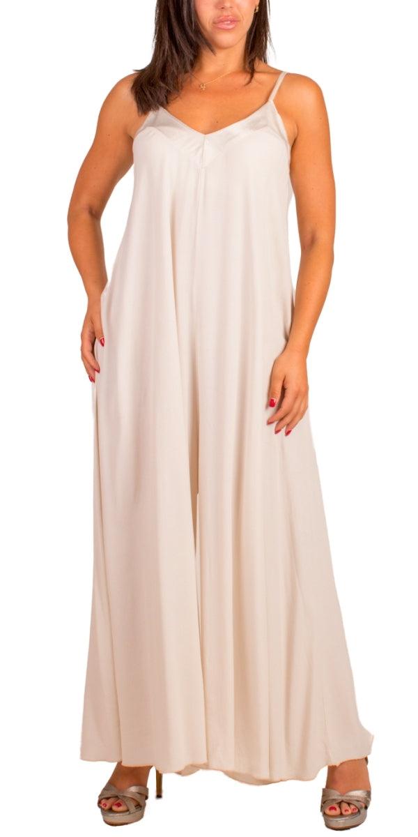 Sassari Jumpsuit - Gigi Moda - Made in Italy # adjustable straps, Gigi Moda, Jumpsuit, Made in Italy, one piece, one size, OS, Sleeveless, V Neck, viscose, WIDE LEG