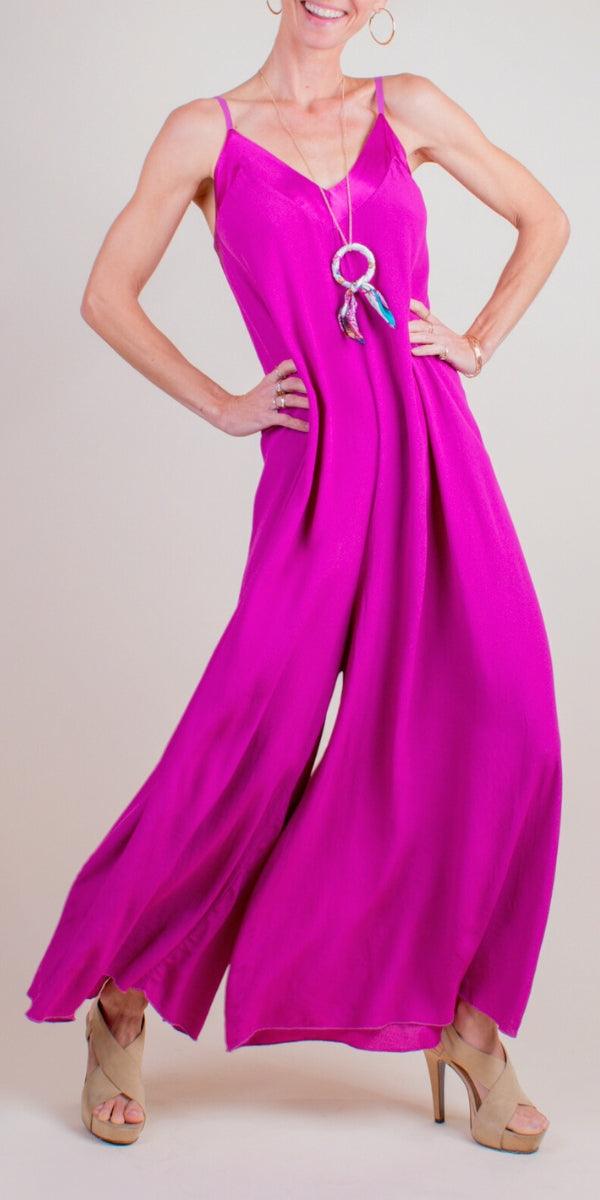 Sassari Jumpsuit - Gigi Moda - Made in Italy # adjustable straps, Gigi Moda, Jumpsuit, Made in Italy, one piece, one size, OS, Sleeveless, V Neck, viscose, WIDE LEG