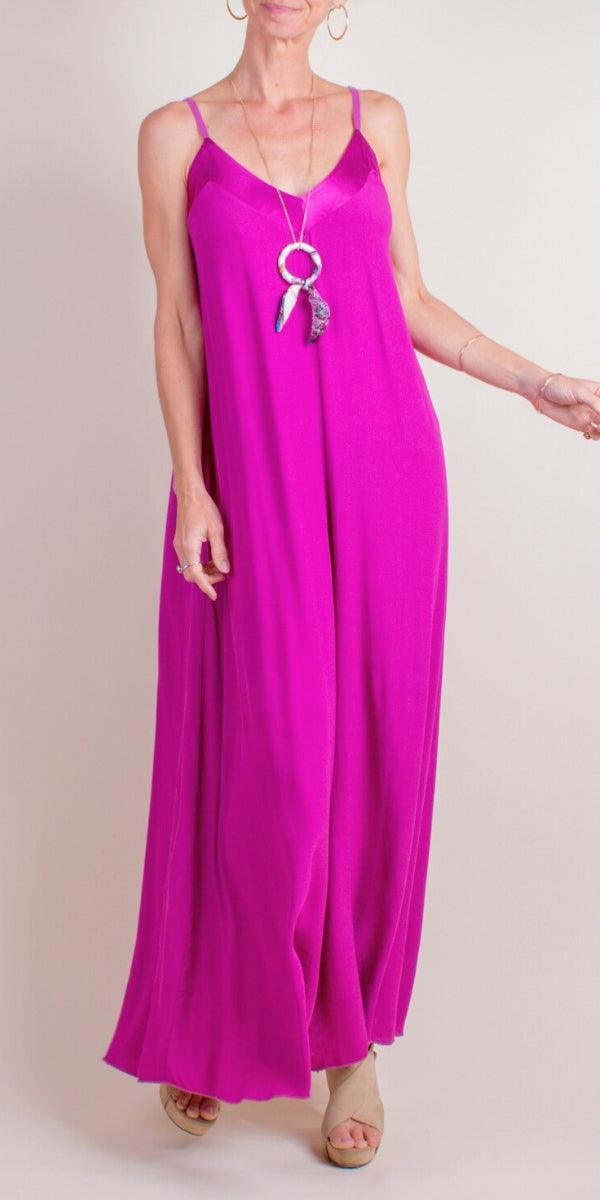 Sassari Jumpsuit - Gigi Moda - Made in Italy # adjustable straps, Gigi Moda, Jumpsuit, Made in Italy, one piece, one size, OS, Sleeveless, V Neck, viscose, WIDE LEG