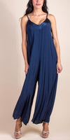 Sassari Jumpsuit - Shop Gigi Moda - Made in Italy # adjustable straps, Gigi Moda, Jumpsuit, Made in Italy, one piece, one size, OS, Sleeveless, V Neck, viscose, WIDE LEG