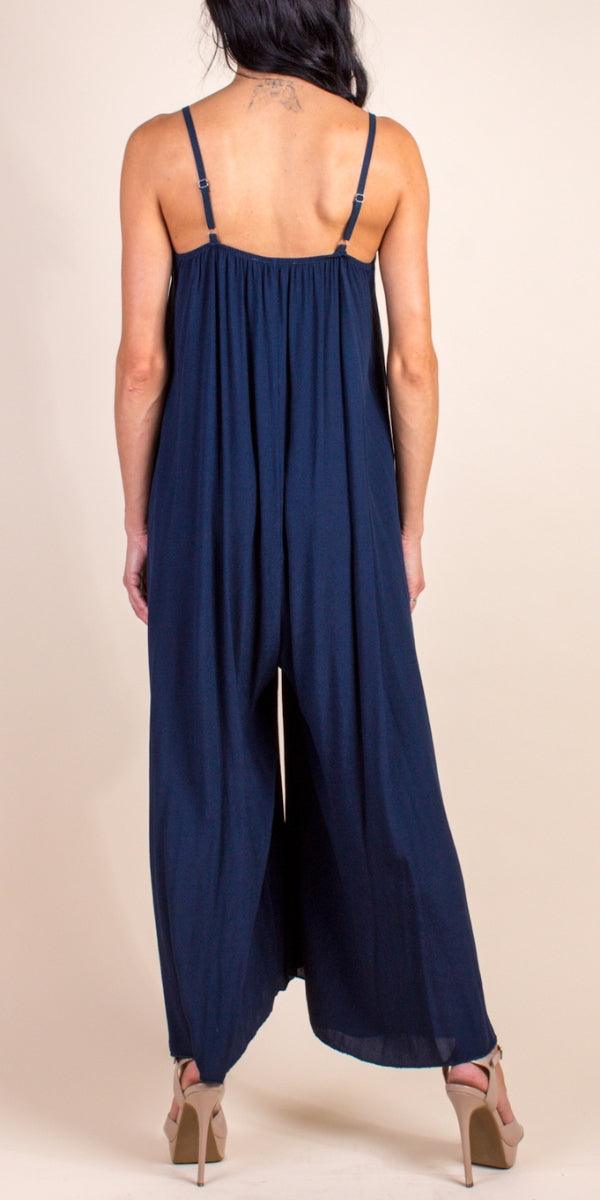 Sassari Jumpsuit - Gigi Moda - Made in Italy # adjustable straps, Gigi Moda, Jumpsuit, Made in Italy, one piece, one size, OS, Sleeveless, V Neck, viscose, WIDE LEG