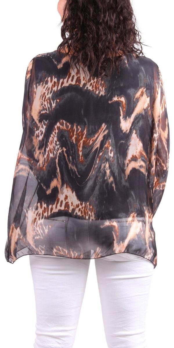 Ravena Blouse - Gigi Moda - Made in Italy # animal print, Blouse, Gigi Moda, Kaftan, Leopard Print, Made in Italy, maxretail, one size, Silk, silk blouse, Sleeves, Top