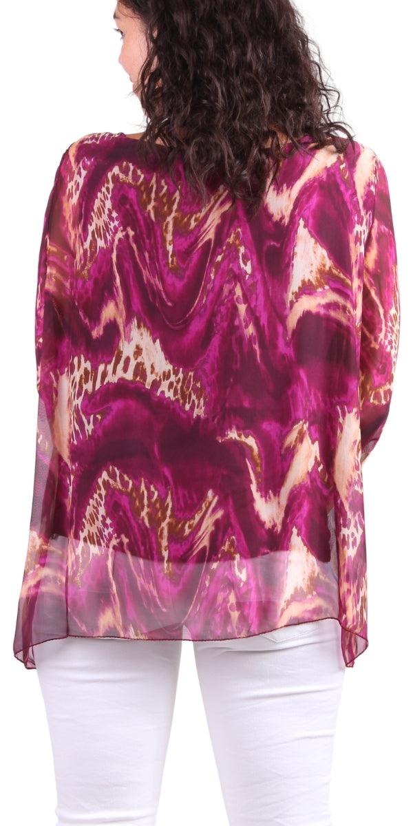 Ravena Blouse - Gigi Moda - Made in Italy # animal print, Blouse, Gigi Moda, Kaftan, Leopard Print, Made in Italy, maxretail, one size, Silk, silk blouse, Sleeves, Top