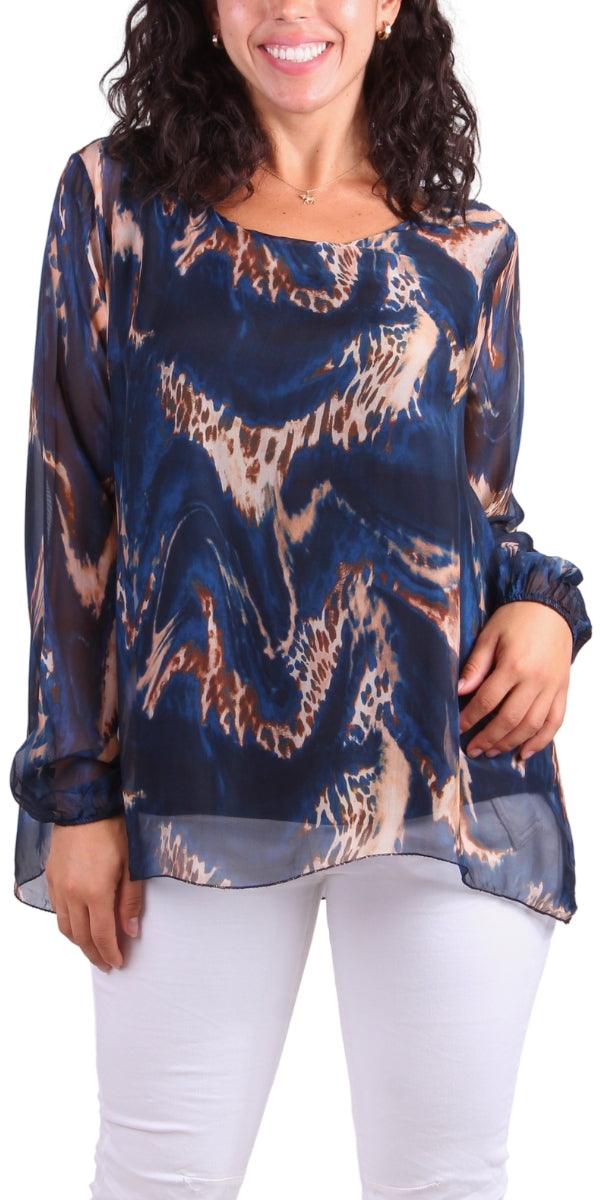 Ravena Blouse - Gigi Moda - Made in Italy # animal print, Blouse, Gigi Moda, Kaftan, Leopard Print, Made in Italy, maxretail, one size, Silk, silk blouse, Sleeves, Top