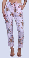 Casale Floral Pants - Gigi Moda - Made in Italy # cropped pant, Cropped pants, elastic waist, elastic waistband, floral, floral design, floral pattern, Floral Print, Gigi Moda, Made in Italy, one size, OS, Pants, Pockets, shabby chic, Tie waist