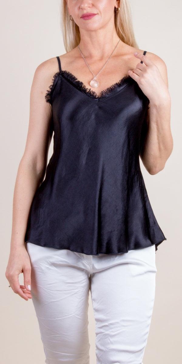 Savoca Cami Top - Gigi Moda - Made in Italy # comfortable, comfy top, Gigi Moda, home, italian tank top, Lace Top, Made in Italy, OS, resort wear, SPRING TOP, stretch, viscose