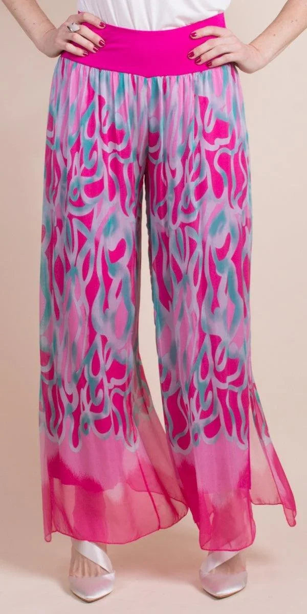 Jasmin Turbinio Slit Pant - Gigi Moda - Made in Italy # 100% Silk, Gigi Moda, italian apparel, italian clothes, Italian Clothing, italian silk, Made in Italy, maxretail, one size, online shopping, Pants, shop gigi moda, Silk