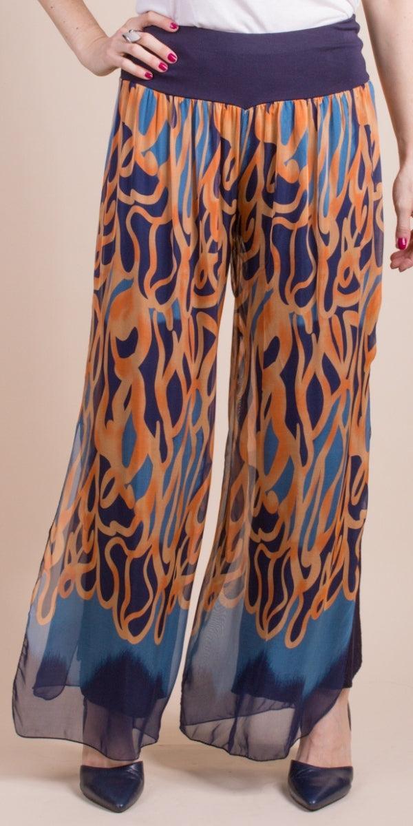 Jasmin Turbinio Slit Pant - Gigi Moda - Made in Italy # 100% Silk, Gigi Moda, italian apparel, italian clothes, Italian Clothing, italian silk, Made in Italy, maxretail, one size, online shopping, Pants, shop gigi moda, Silk