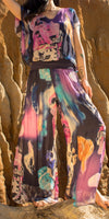 Jasmin Nuvola Slit Pant - Gigi Moda - Made in Italy # Gigi Moda, italian apparel, italian clothes, Italian Clothing, italian silk, Made in Italy, matching set, one size, online shopping, Pants, shop gigi moda, Silk, watercolor, Watercolor Print