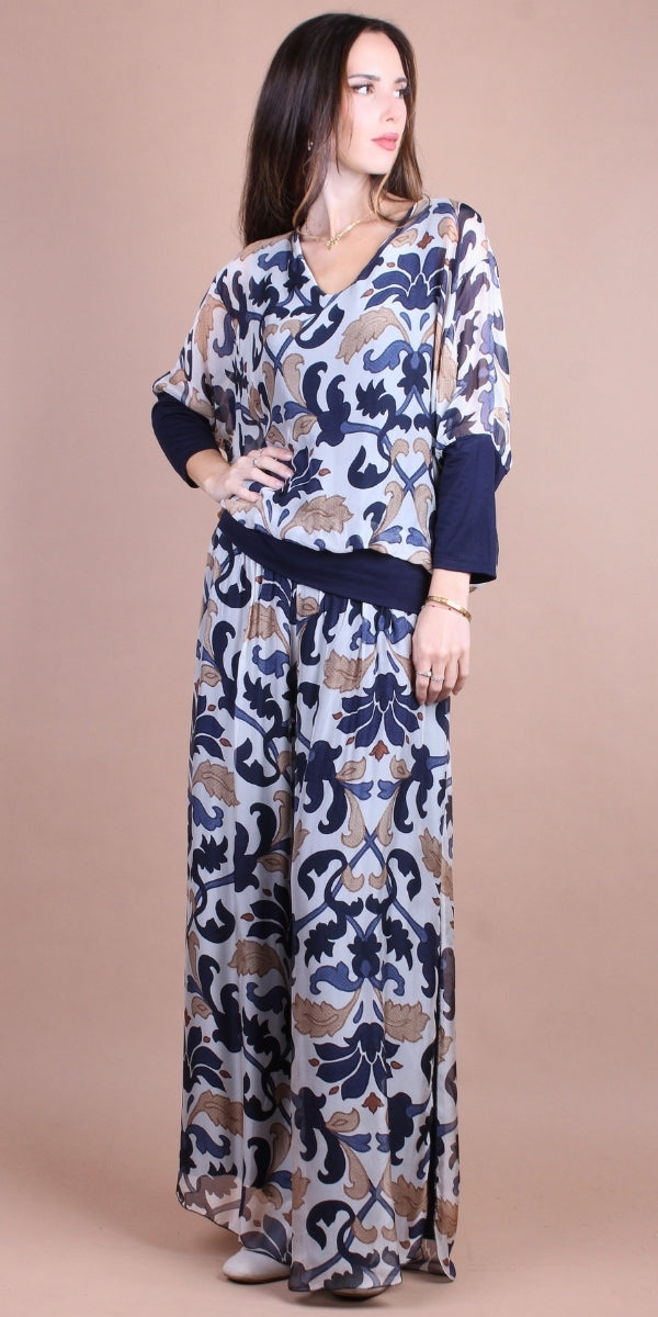 Jasmin Damask Slit Pant